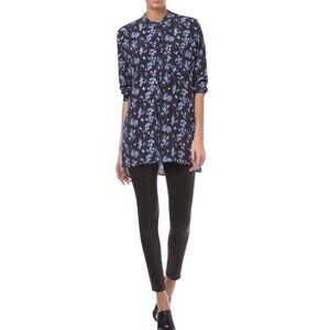 NWT Equipment Melodie Peacoat Blue Leopard Print Silk Tunic XS Reg. $278